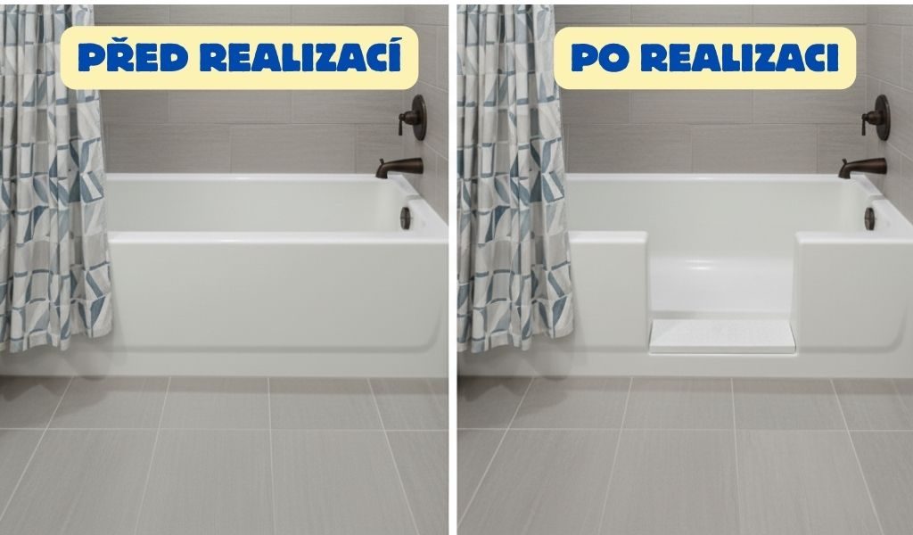 Elegantní nízký vstup do vany