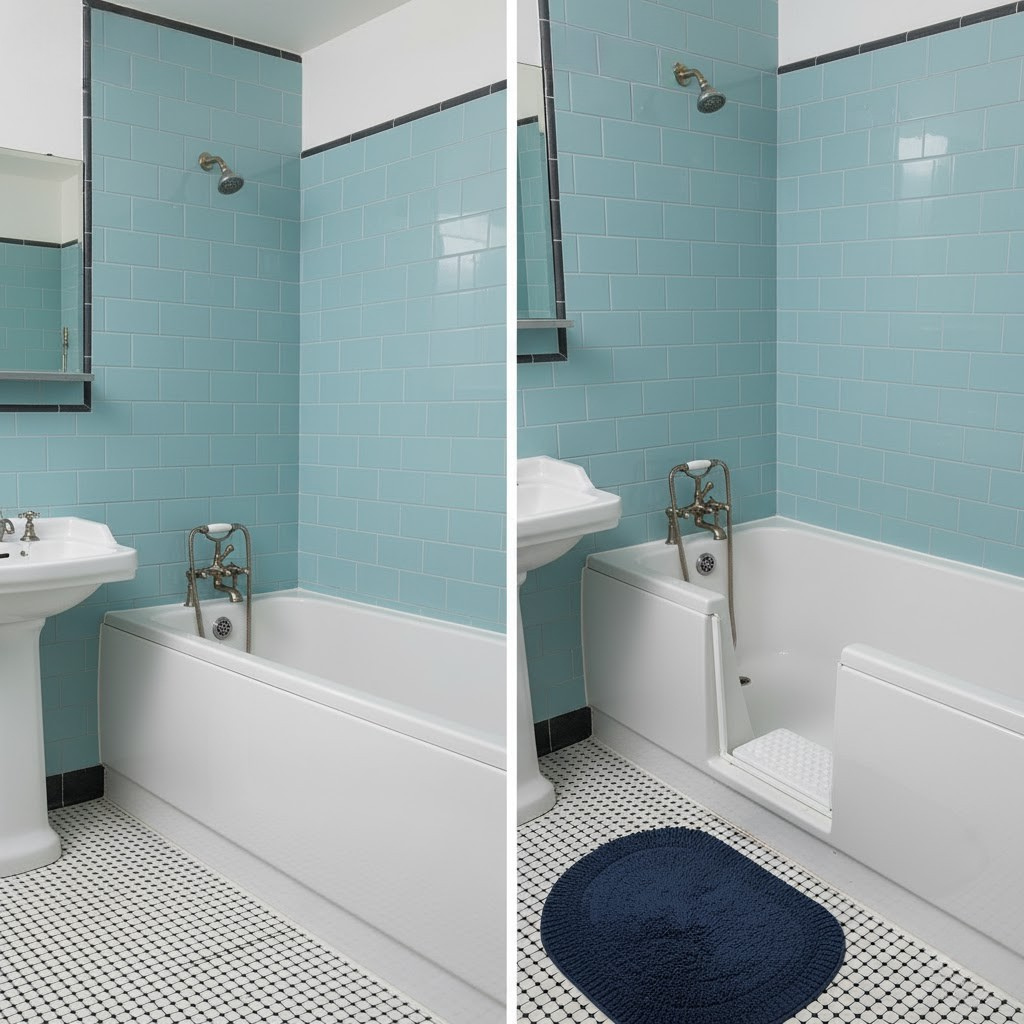 Před a po transformaci vany