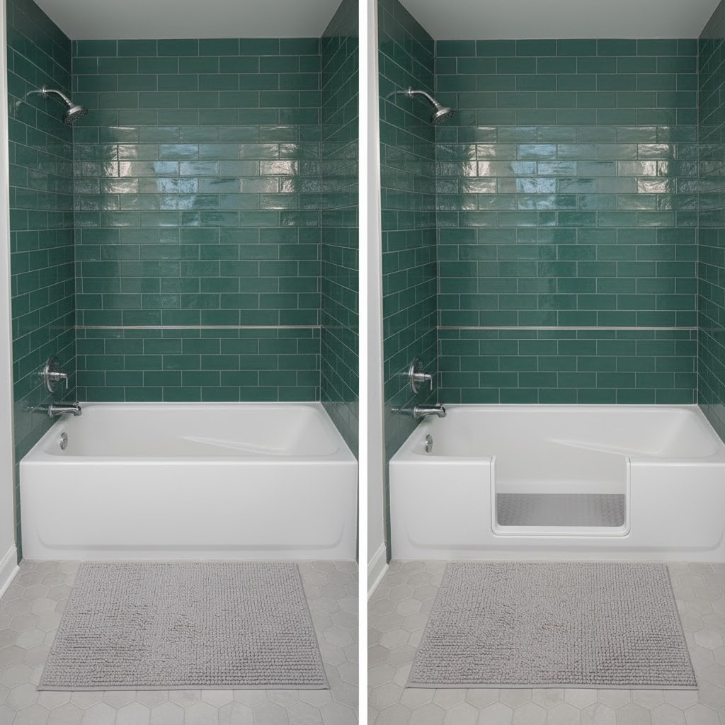 Před a po transformaci vany