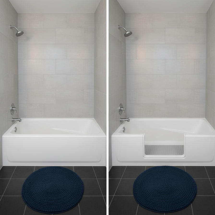 Před a po transformaci vany